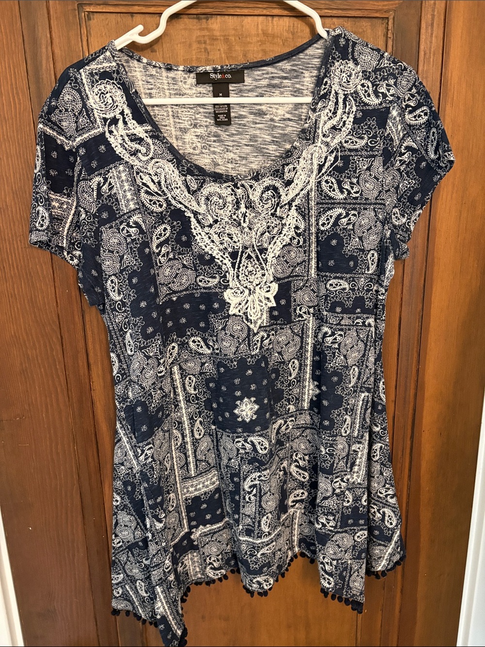 Style & Co. Women’s Navy Paisley Short-Sleeve Tunic